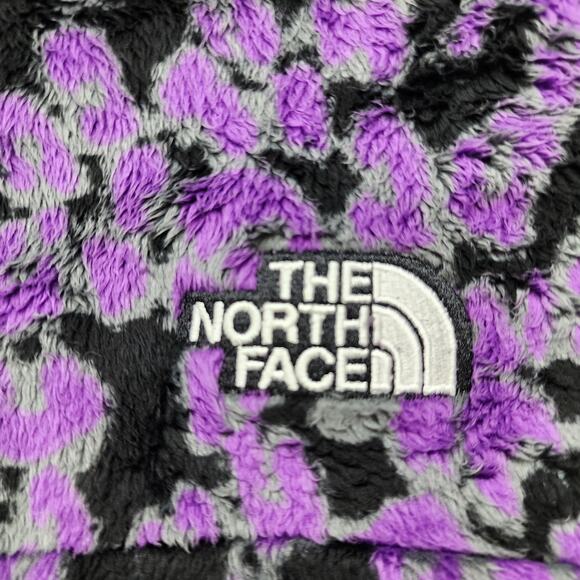 The North Face Hoodie Womens XL Purple Leopard Print Osito 1/4 Zip Pullover Boxy - Picture 4 of 9